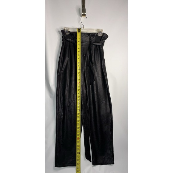 Commando Black Faux Leather Paperbag Waist With Self Tie Belt Pants Size Medium - Picture 6 of 9